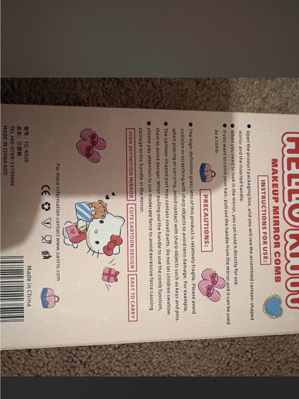 Hello Kitty Pink and White Kids Wall Mirror - Picture 2 of 2